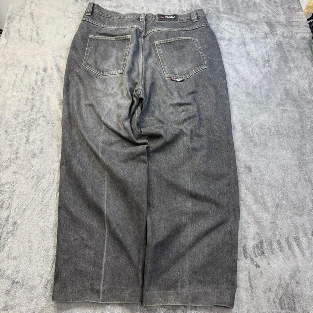 FUBU The Collection Jeans Mens 38 Black Baggy Wide Leg Y2K Hip Hop Grunge